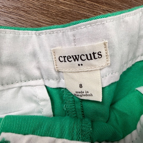J. Crew Crewcuts Scallop Edge Chino Shorts Green Sz 8 Preppy Adjustable - Picture 5 of 7